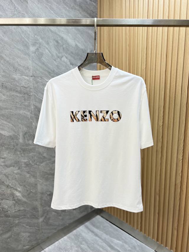 Kenzo's latest 2025 trendy couple's style, a classic logo-printed crewneck T-shi