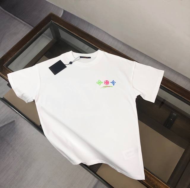 Louis Vuitton Lv 25Ss counter-matched round-neck short-sleeved T-shirt ~ Couple'