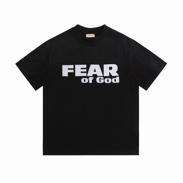 Fear Of God washed distressed letter print high street cotton short-sleeved T-sh