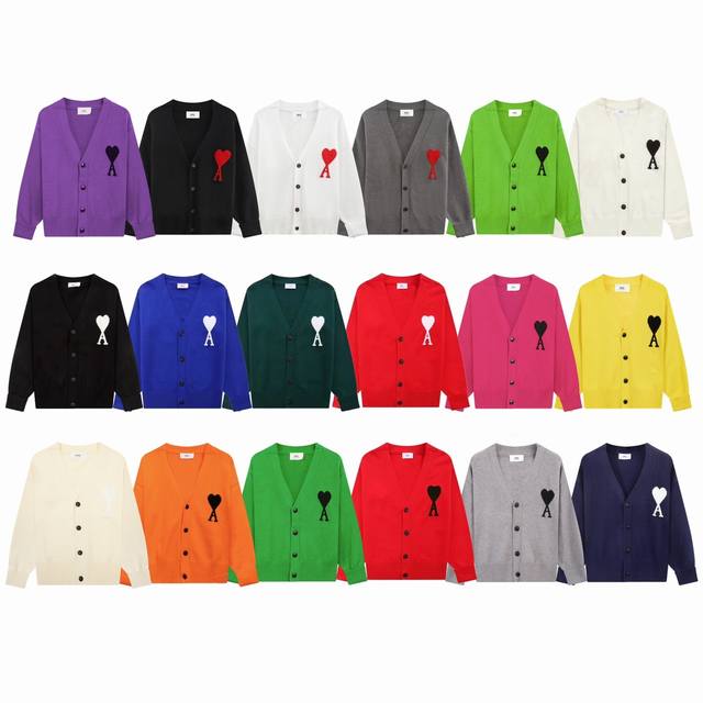 A5 Ami Paris 21 Heart Series Big Heart Sweater Heart A Letter Red Heart Cardigan