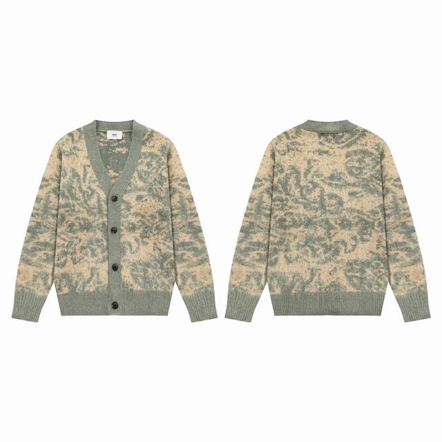 A8178 Ami Paris Autumn/Winter New Designer Floral Jacquard Knit V-Neck Cardigan