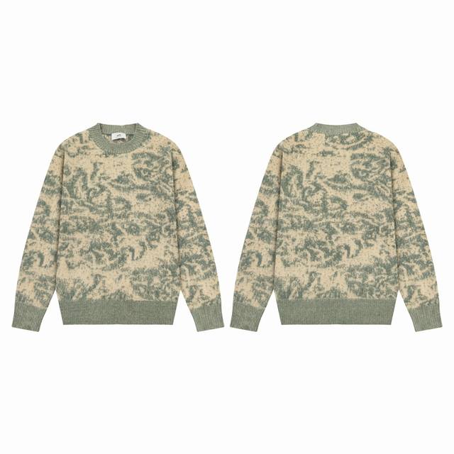 A8172 Ami Paris Autumn/Winter New Designer Floral Jacquard Knit Crewneck Seahors