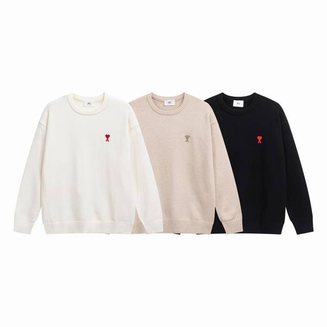 Cya55 New Spring and Autumn Ami Small Heart Embroidery Round Neck Wool Sweater U