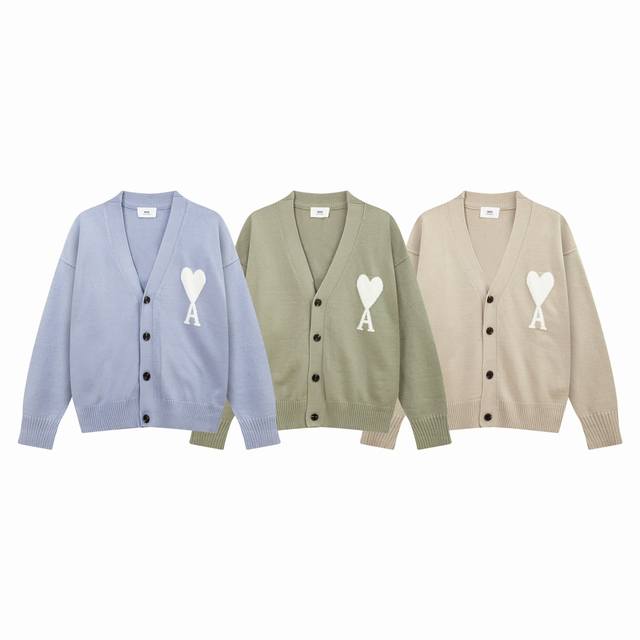 8158 Ami Paris Autumn/Winter New Arrival New Colorway Big Heart Jacquard Patchwo