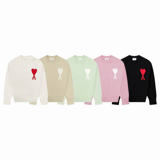 Cya36 Spring/Summer new Ami De Coeur macaron heart jacquard round neck sweater u