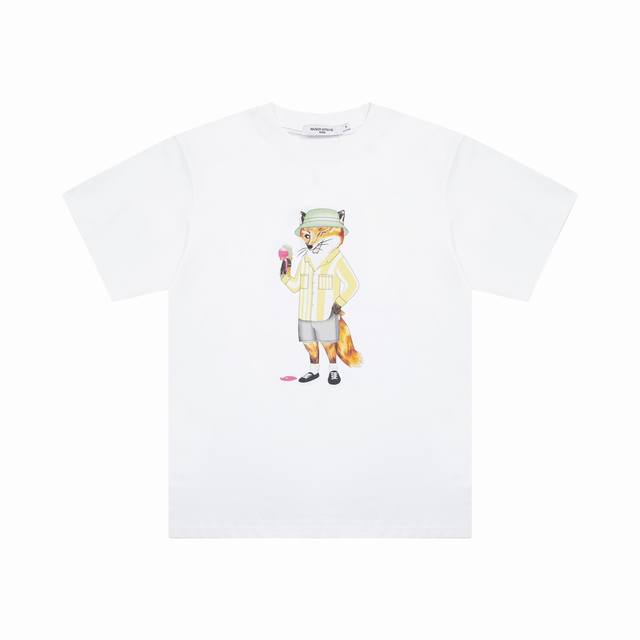 1208 Maison Kitsune Spring/Summer New Arrival Cartoon Fox Short Sleeve Print Uni