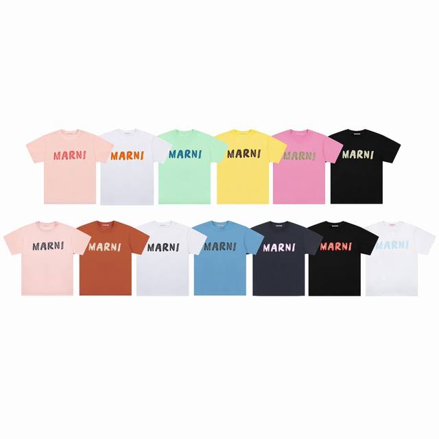6 Marni Spring new cotton logo printed short-sleeved T-shirt. Original purchased