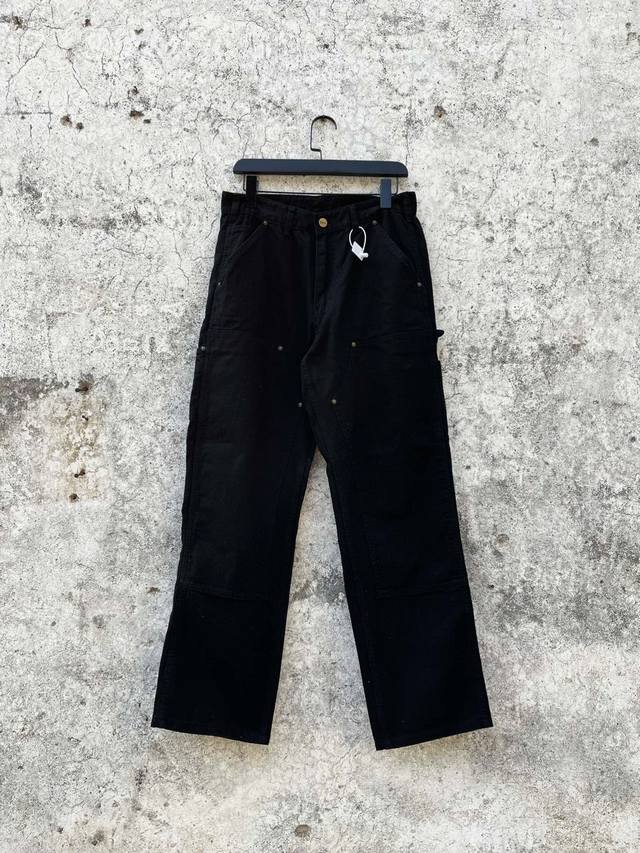 s own B01 washed, distressed double-knee canvas overalls, similar to the Kenijim