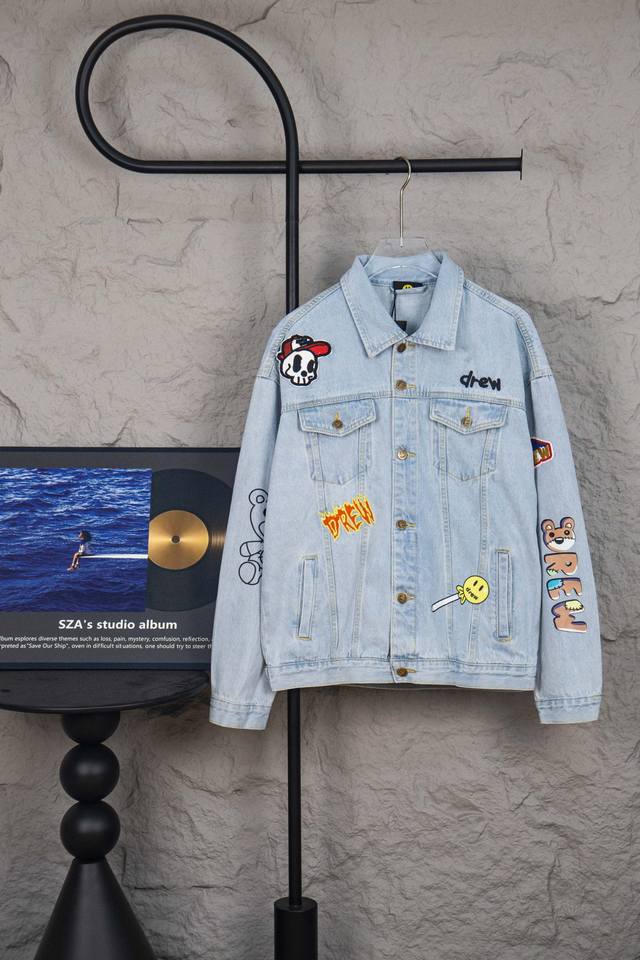 Style: M216 Drew Houes Smiley Face Bieber Bear Print and Embroidered Cartoon Let