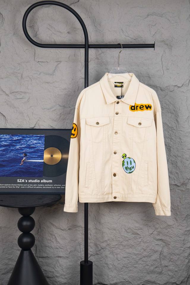 Style: M215 Drew Houes Smiley Face Bieber Couple's Denim Jacket. Fabric: Origina