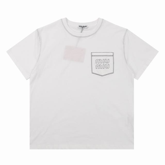Miu Miu topstitched logo short-sleeved T-shirt Size: SL