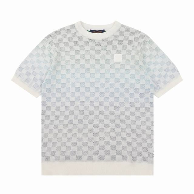 Louis Vuitton Checkerboard Color Gradient Jacquard Knit Short Sleeve Size: XS-L