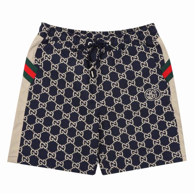Gucci blue double Gg drawstring elastic waist shorts Size: Xs-L