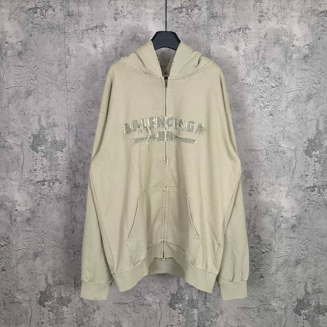 Blcgzip-Up Hoodie Regular Fit In Army Green 25Fw Logo and letter patch embroider