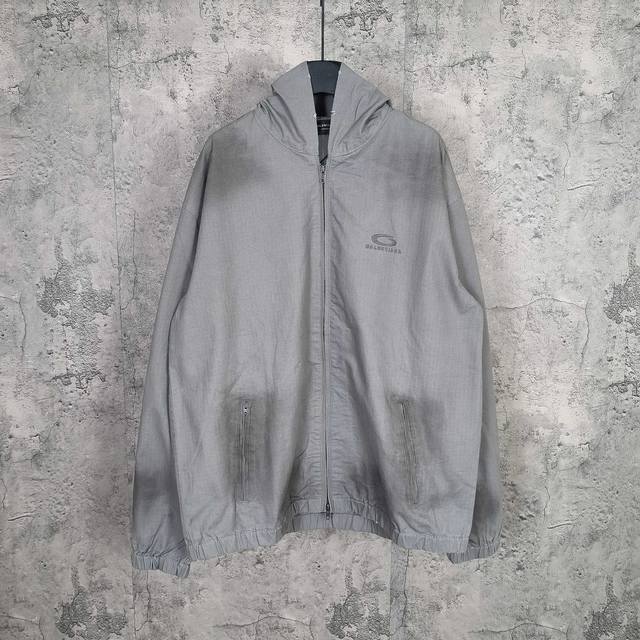 Blcgoversized Zip-Up Hoodie In Grey 25Fall New Boomerang Logo Dirty Grey Plaid J