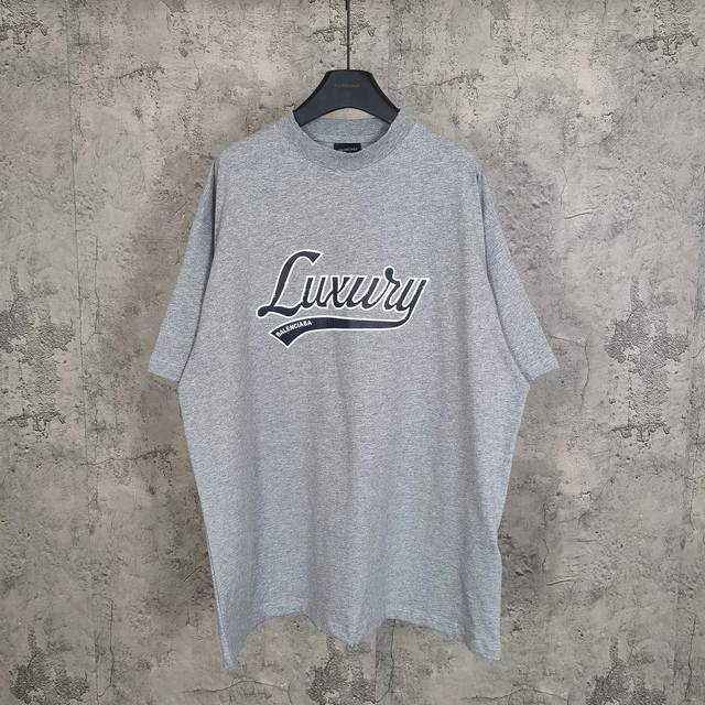 Blcgluxury Script Oversized T-Shirt In Dark Heather Grey Blue 25Fall New Letter