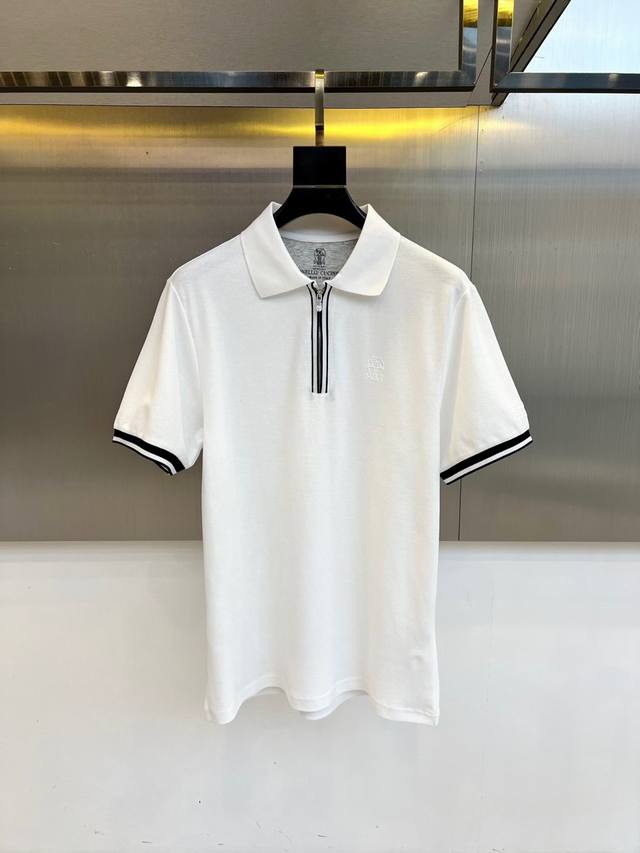 New arrival, Bc 2025S, men's lapel half-zip short-sleeved polo shirt. Imported m