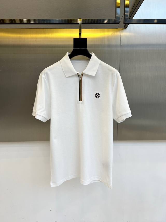 New Ermenegildo Zegna 2025S new product release, men's lapel half-zip short-slee