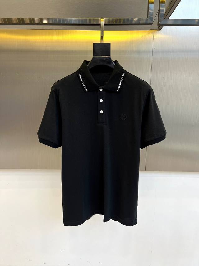 New Lv and S new arrivals, men's lapel half-zip short-sleeved polo shirt. Import