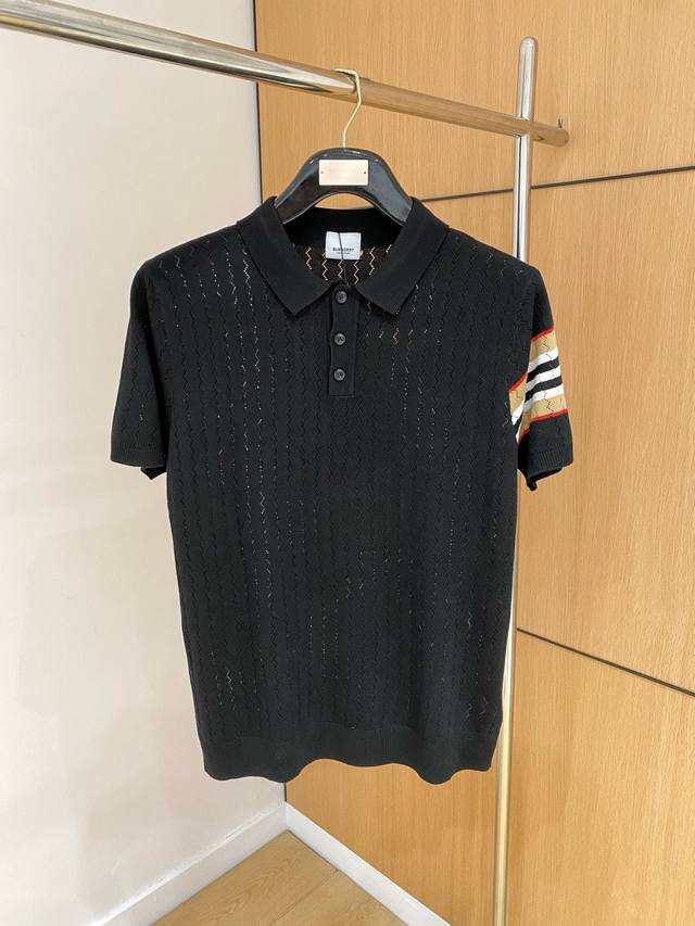 2025 Spring/Summer new knitted Polo short-sleeved sweater, imported knitted fabr