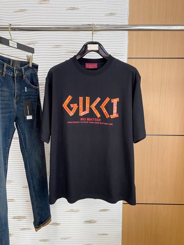 Gucci 25th new men's round neck short-sleeved T-shirt with outstanding candy-col