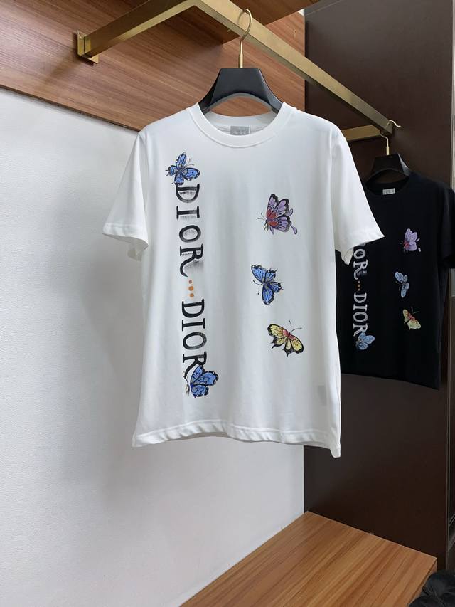 Dior Ss New Technique Logo Pure Cotton Wide-Fit Round Neck Short-Sleeved Men's T