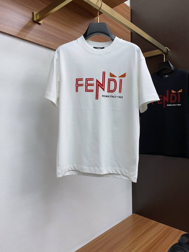 Fendi 25Ss Spring/Summer new pure cotton round neck short-sleeved men's basic wh