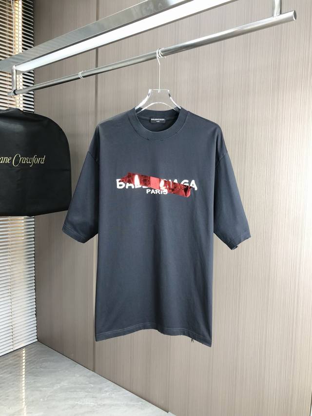 Balenciaga *2025 Spring/Summer new style tape letter print short-sleeve top. Imp