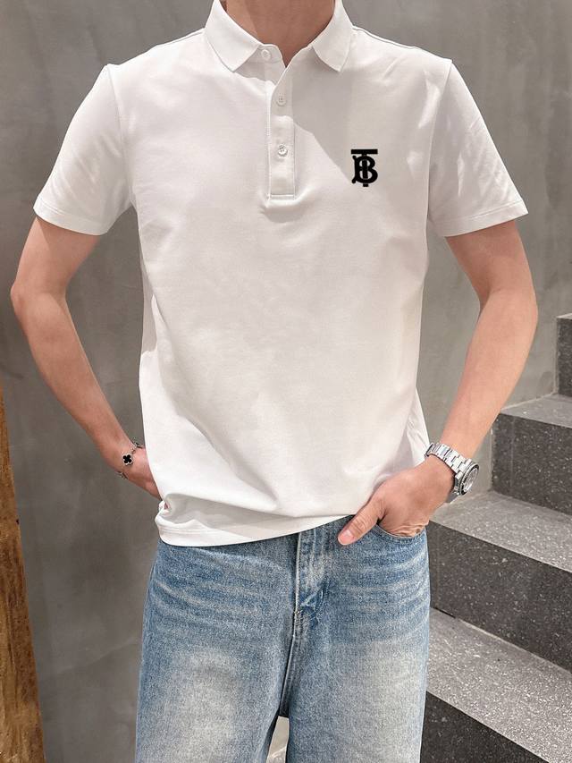 High-end fabric Burberry 2025 Ss summer new logo men's lapel Polo shirt! Classic