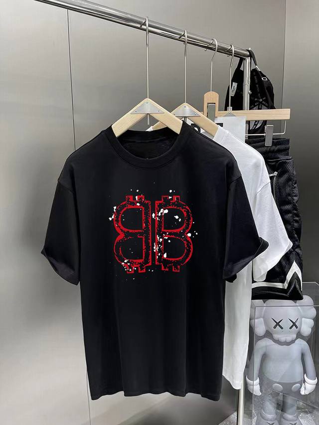 Balenciaga's new double-layer, heavily crafted, monogrammed short-sleeved T-shir