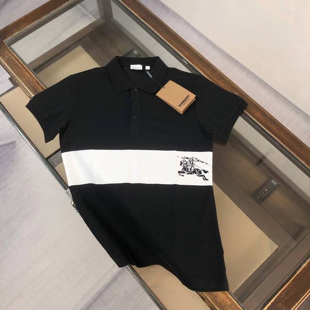 Burberry's latest Spring/Summer 2025 warhorse knight logo polo shirt. This highl