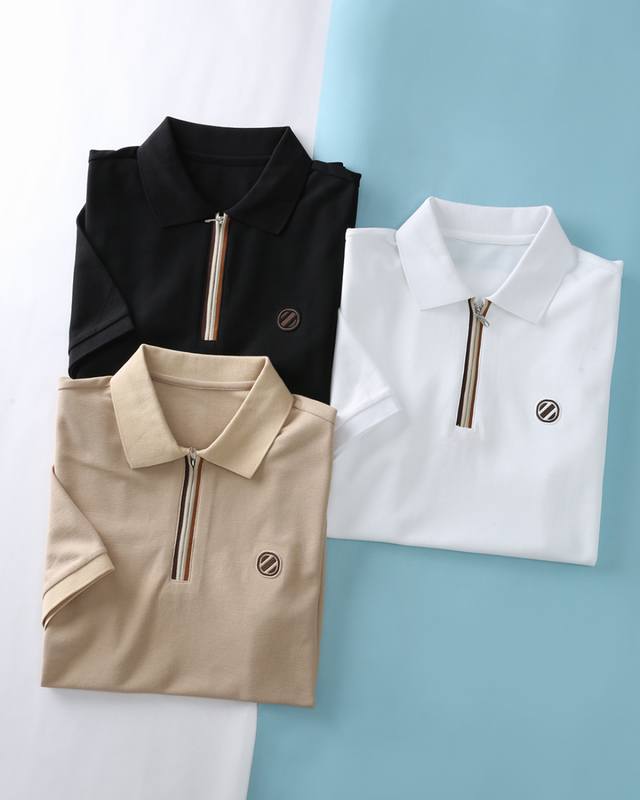 New Ez * Nia Ss summer new mesh pique cotton lapel short tee, men's business cas
