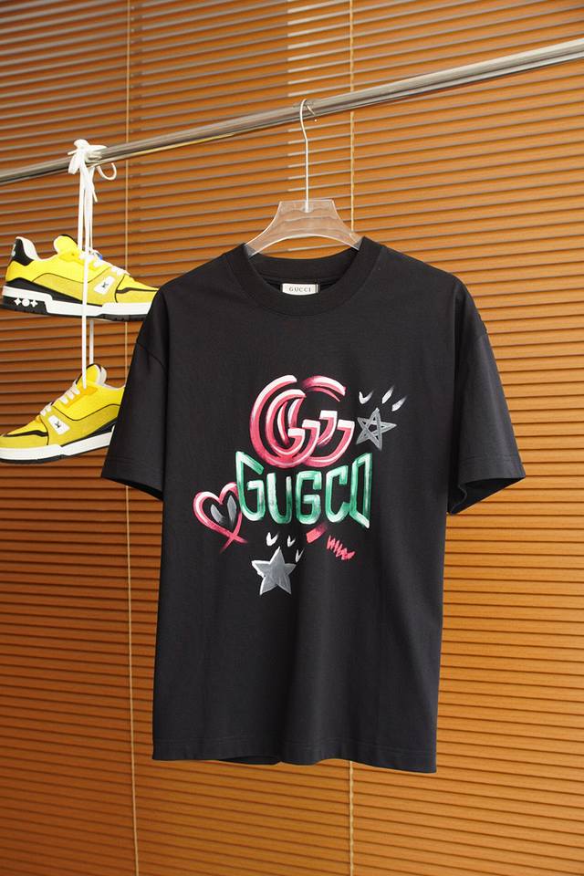 Gucci-2025 Spring and Summer new unisex couple's casual loose cotton round neck