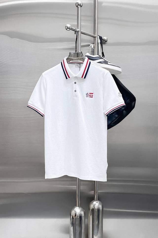 Moncler 2025Ss new summer logo men's lapel polo shirt! A classic business style