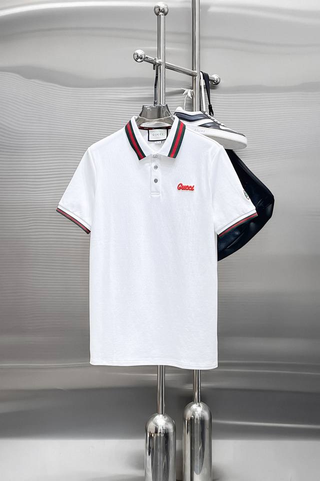 Gucci 2025Ss new summer logo men's lapel polo shirt! A classic business style fo