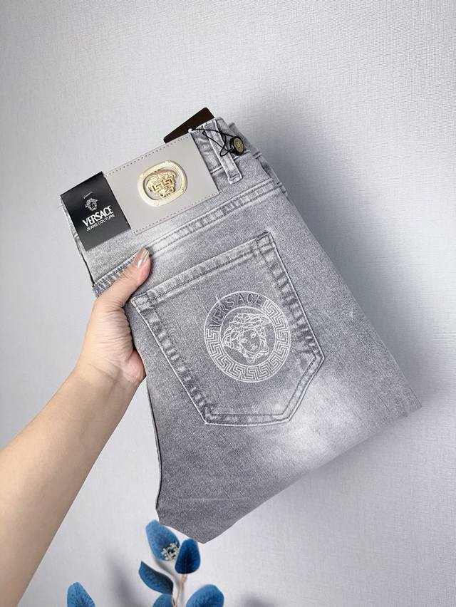 Versace 2025 high-fashion jeans, crafted from ultra-soft and comfortable stretch