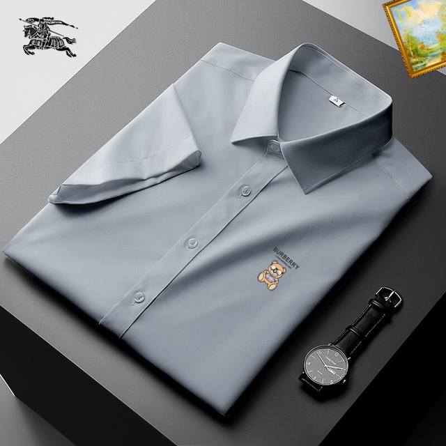 Burberry European 2025 new men's short-sleeved shirt, a high-end version! Custom
