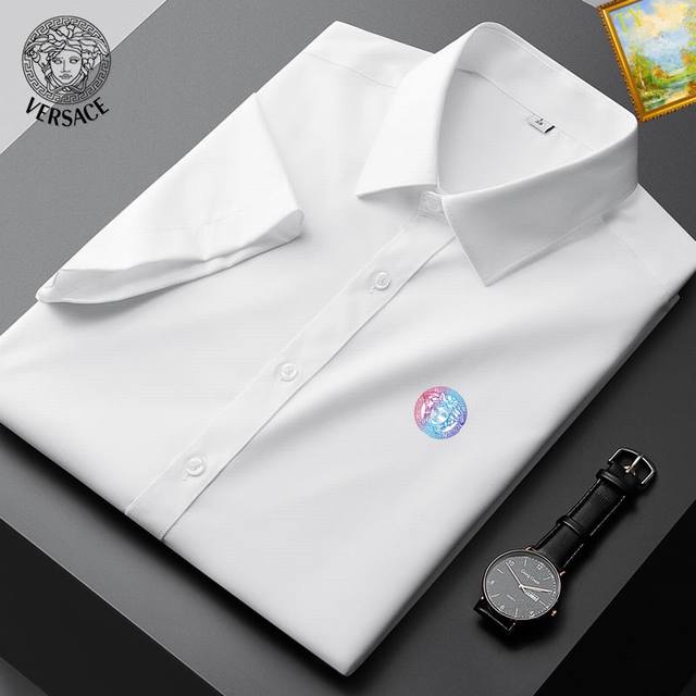 Versace 2025 new European men's short-sleeved shirt, a high-end version! Custom-
