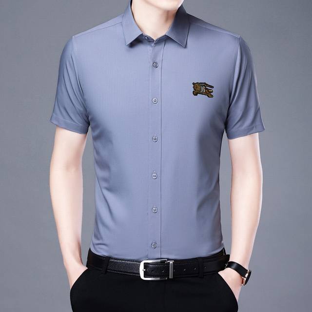 Burberry European goods 2025Ss new men's short-sleeved shirt, a high-end version