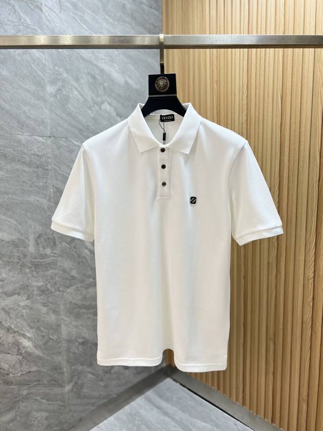 Zzegna 2025 Spring/Summer New Arrivals. Lapel, short-sleeved polo shirt with thr