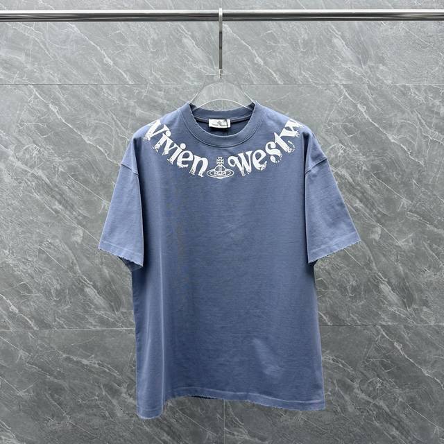Empress Dowager Cixi's new flocked letter short sleeves Color: White Haze Blue F