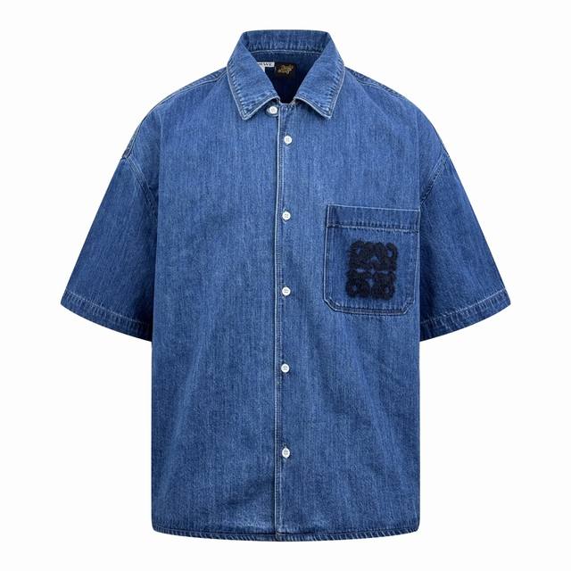 Loewe denim short-sleeved shirt, custom-made with cloud-like, water-like cotton