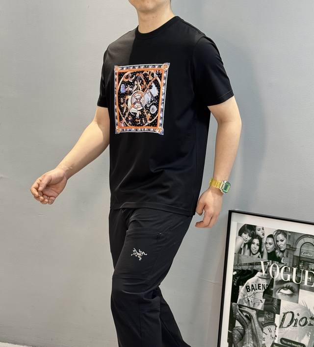 Herm*S 25S new mercerized cotton T-shirt. This new arrival injects vitality into