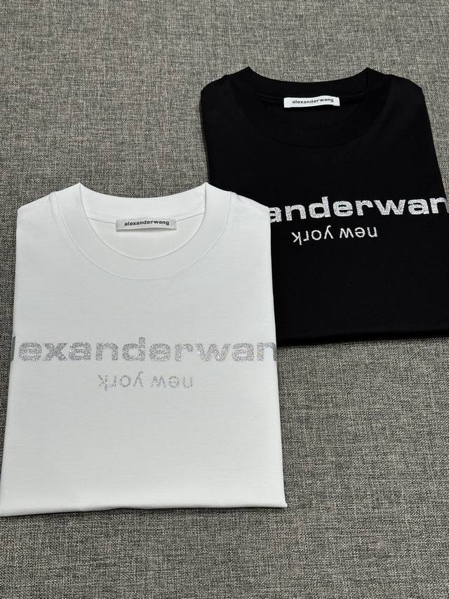 New Aiexanderwang original men's fashion-style pure cotton round-neck short-slee