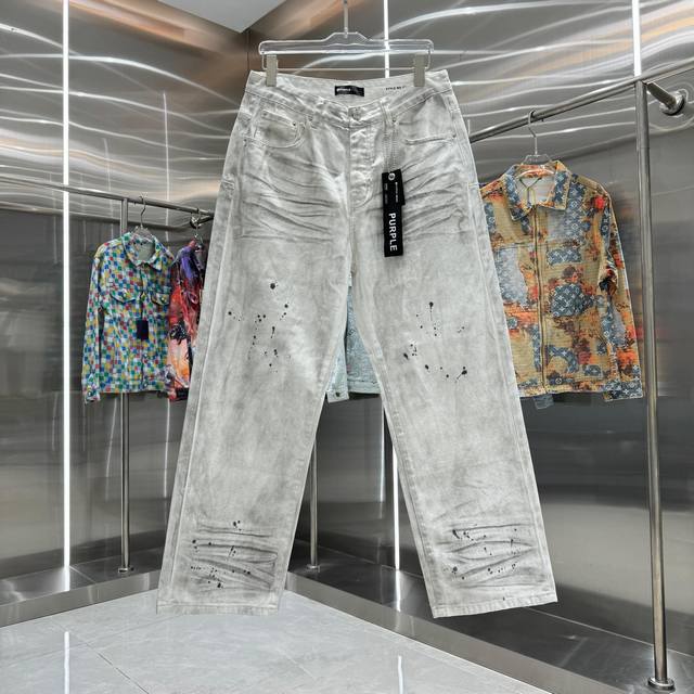 D Purple Brand graffiti distressed washed workwear street style loose straight j