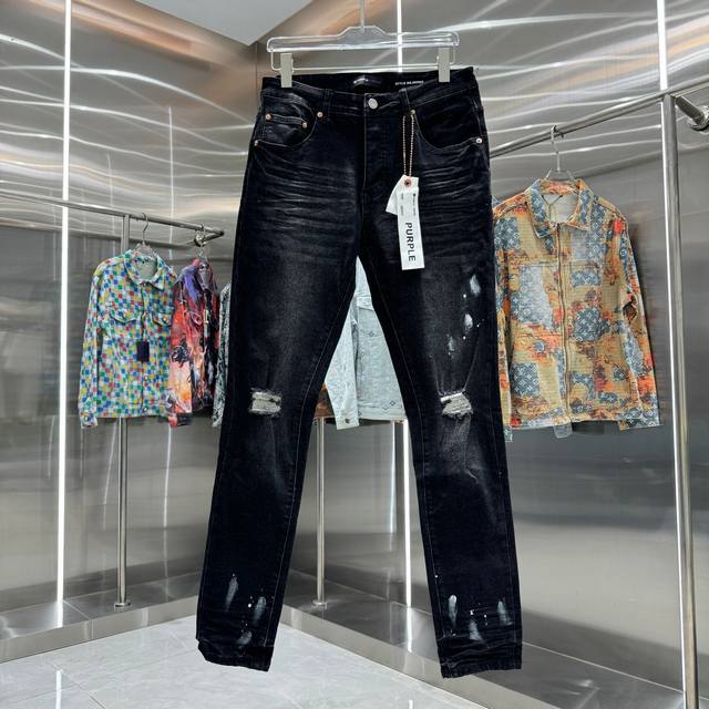D Purple Brand ripped graffiti craft street trend slim fit skinny stretch jeans