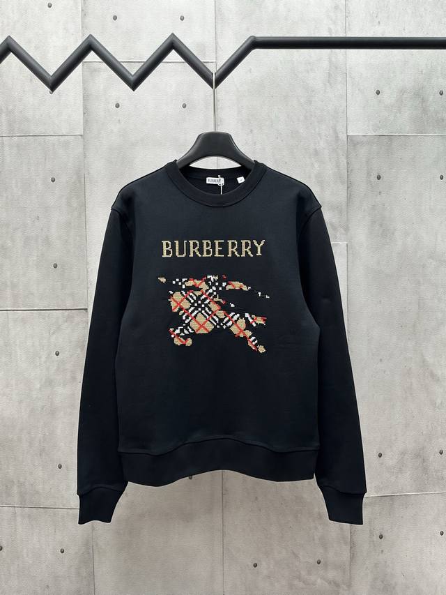 D Burberry Burberry 2025Ss new autumn and winter warhorse embroidered round neck