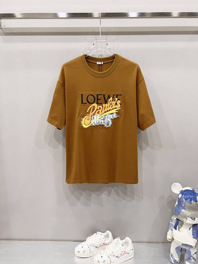 Loewe 320g round neck short-sleeved T-shirt with creative musical note embroider