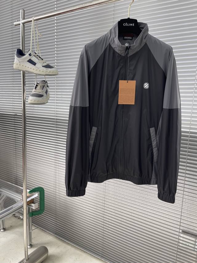 Z Zegn Stand-up collar colorblock jacket Material: Polyester lining Polyester fi