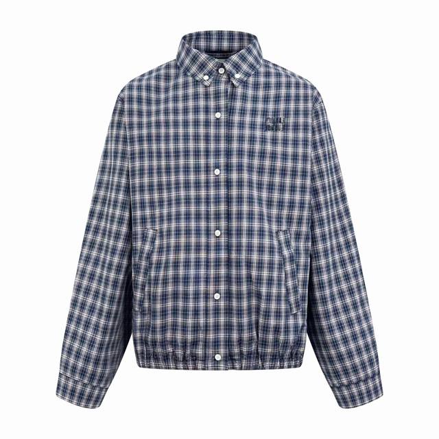 Miumiu embroidered plaid jacket, custom-made in blue, white, and red. The all-co